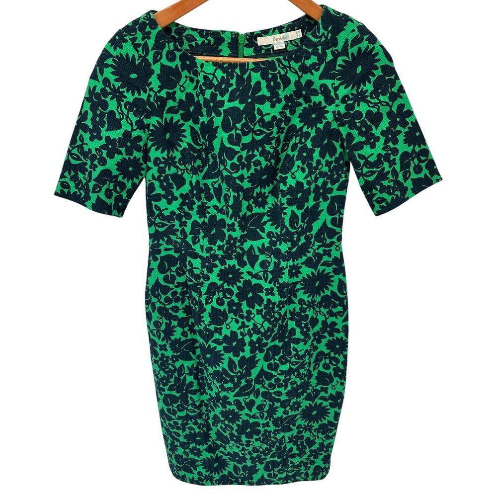 BODEN Navy & Green Sheath Pencil Dress // 4 Petite